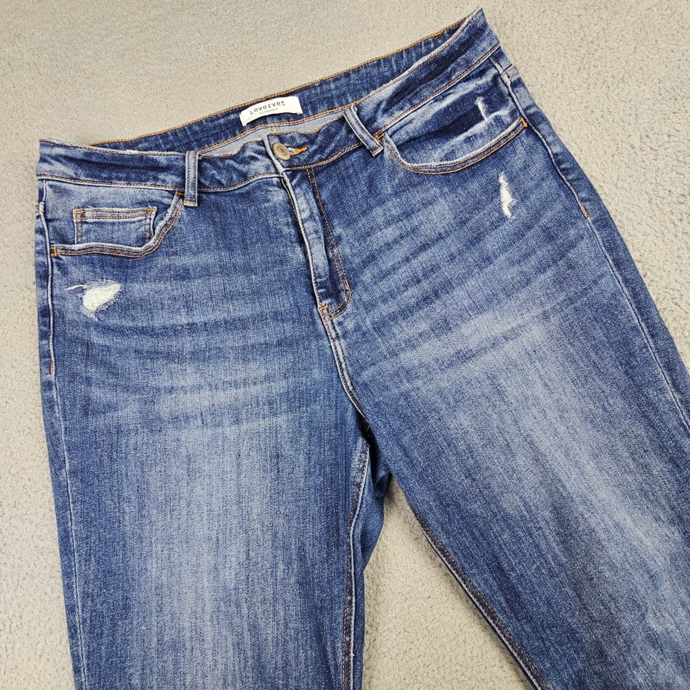 Lovervet by Vervet Jeans Women Size 22 Blue Distressed Straight Leg Raw Hem